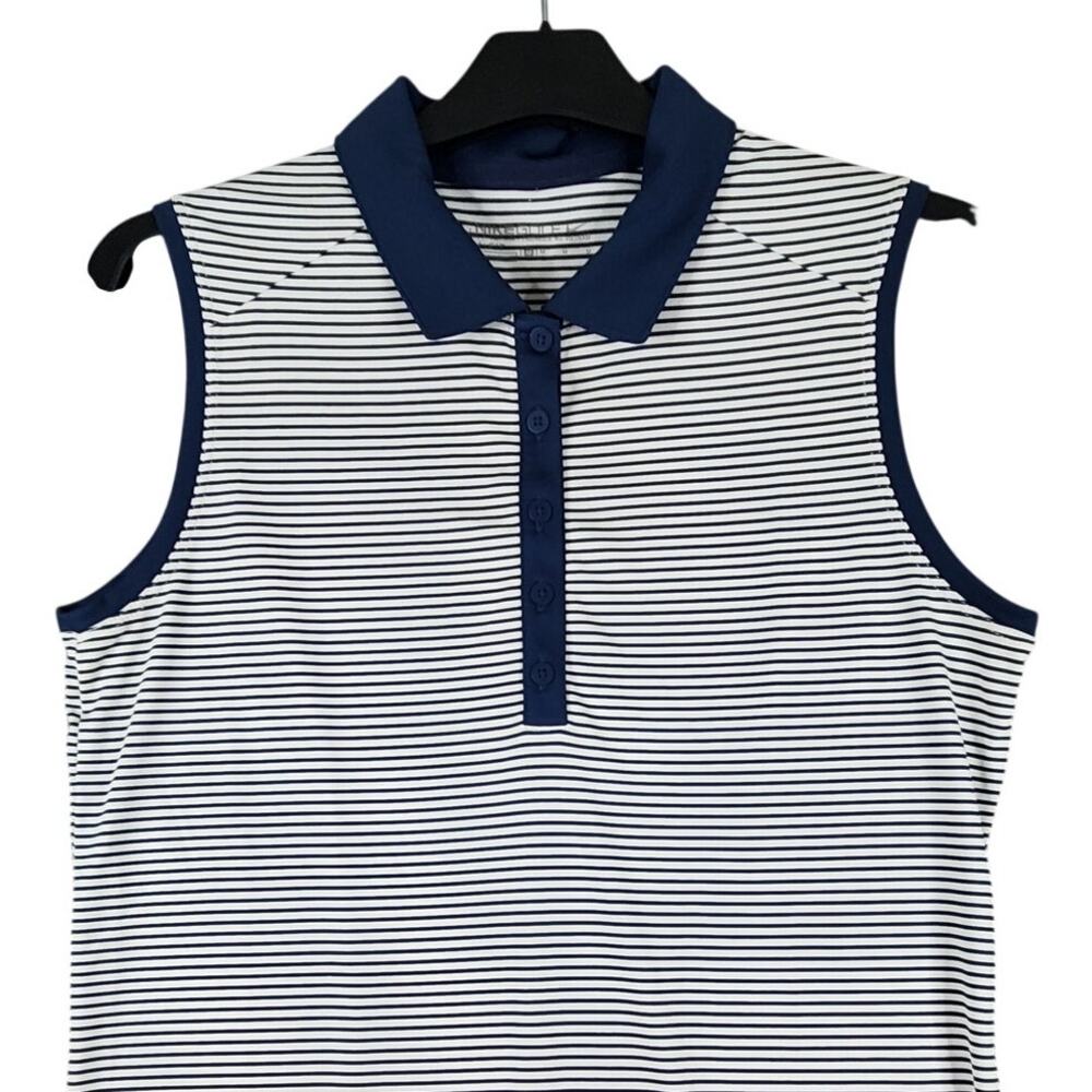 Nike Golf Women's Medium Dri Fit Navy & white sleeveless polo athletic tank top